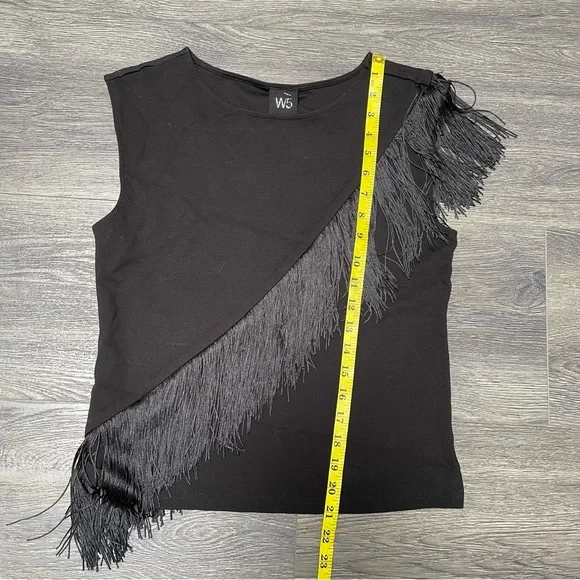 W5 Black Fringe Women's Top Size S - Picture 4 of 6